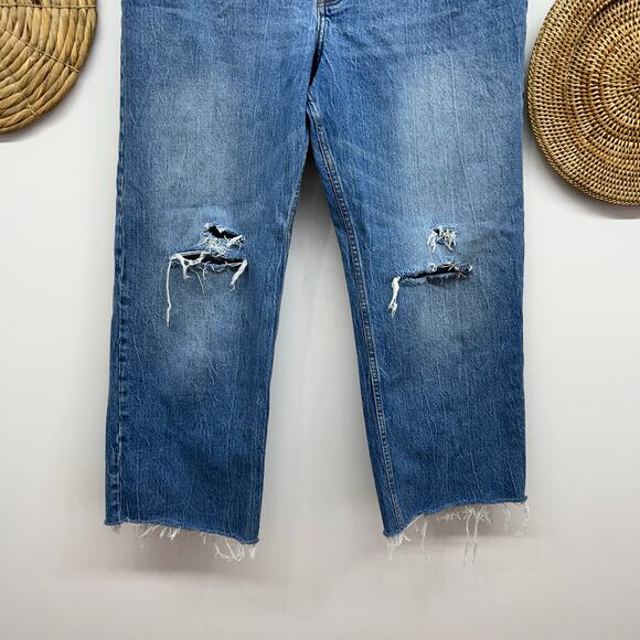 Abercrombie Distressed Oversized The 90s Baggy Low Rise Jeans Denim 32/14 - Picture 4 of 4